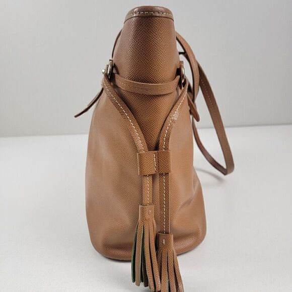 Dooney & Bourke Davis Tassel Saffiano Zip Shopper Tote Pebble Tan Leather Purse - Picture 2 of 16